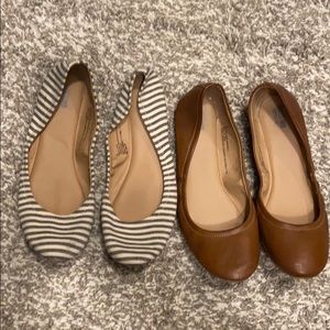 Mossimo ballet flats tan and striped both size 9